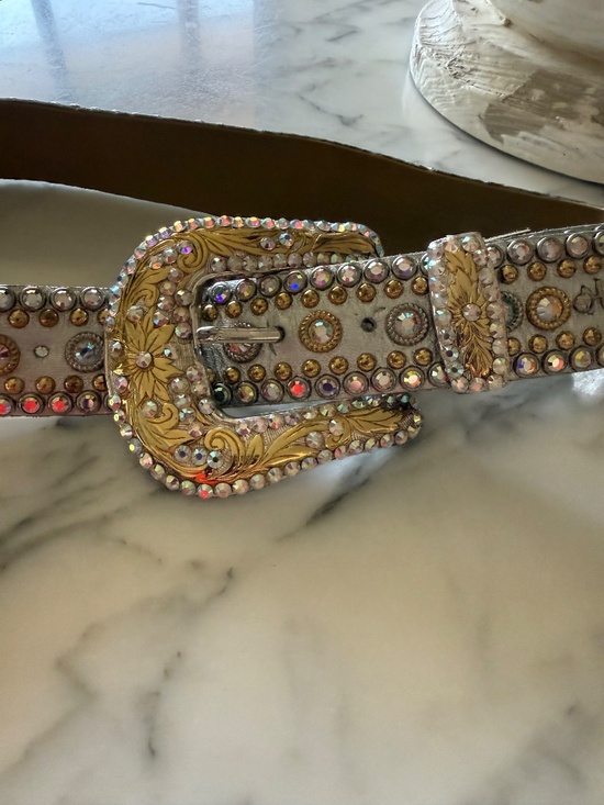 Women’s white  and gold  Kippys Swarovski crystal belt main image 5